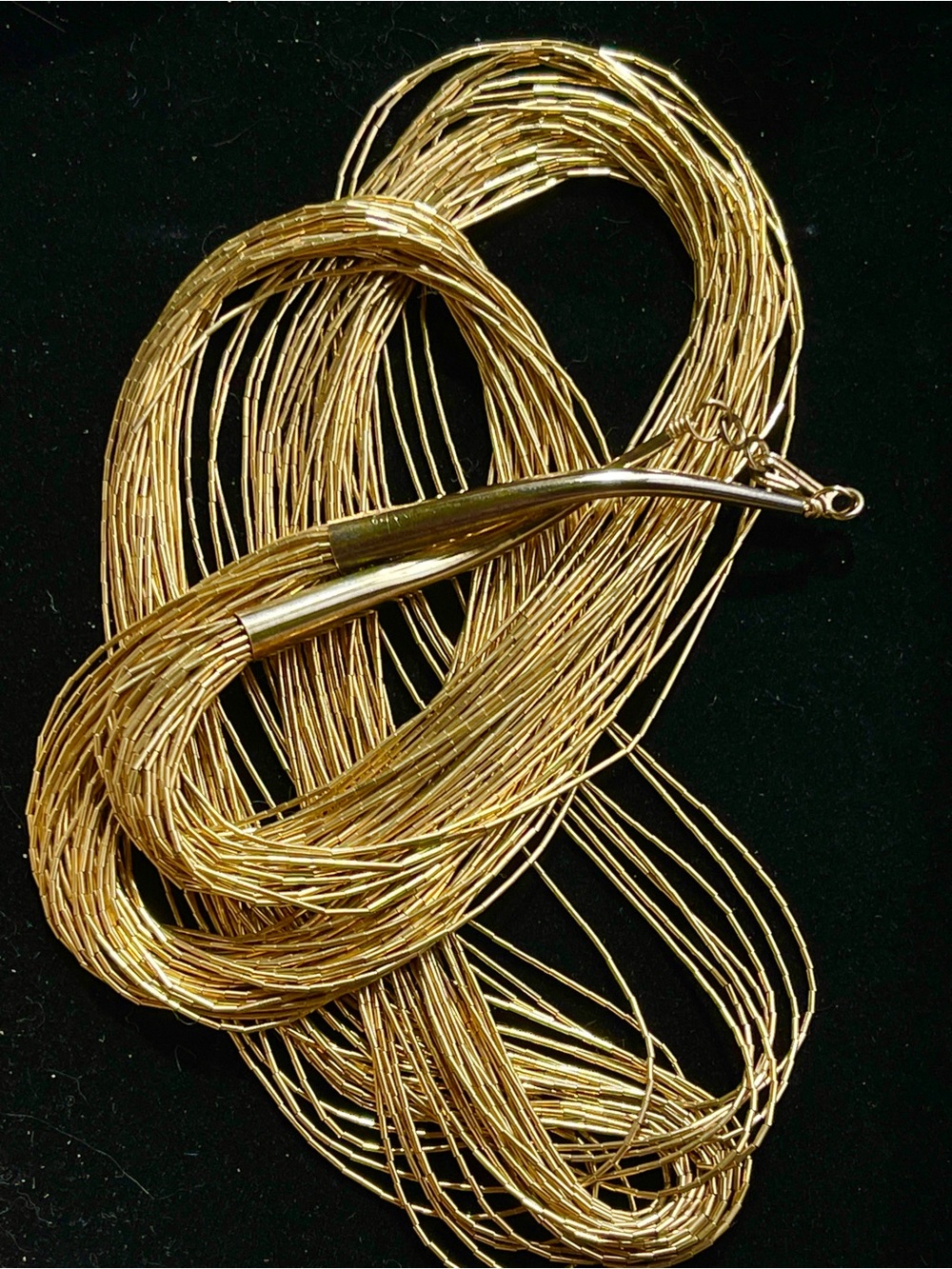 Native American Liquid Gold 925 Sterling Silver 30-Strand Gold Filled Necklace